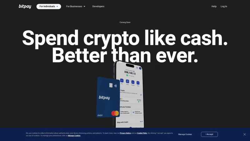 Homepage of BitPay Card