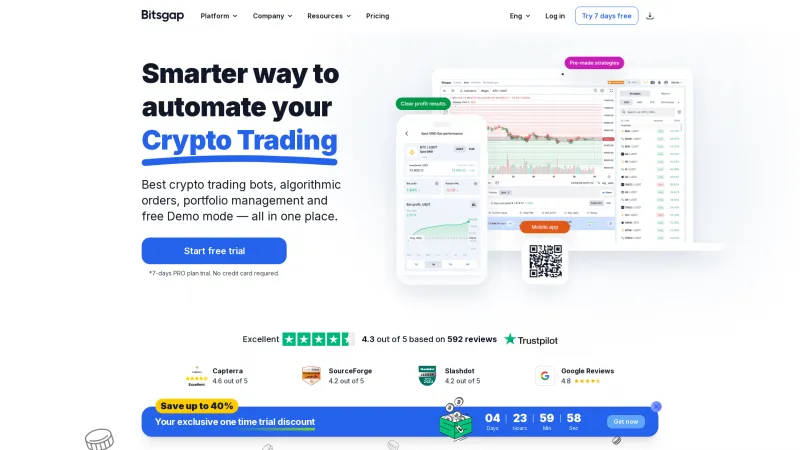 Homepage of Bitsgap