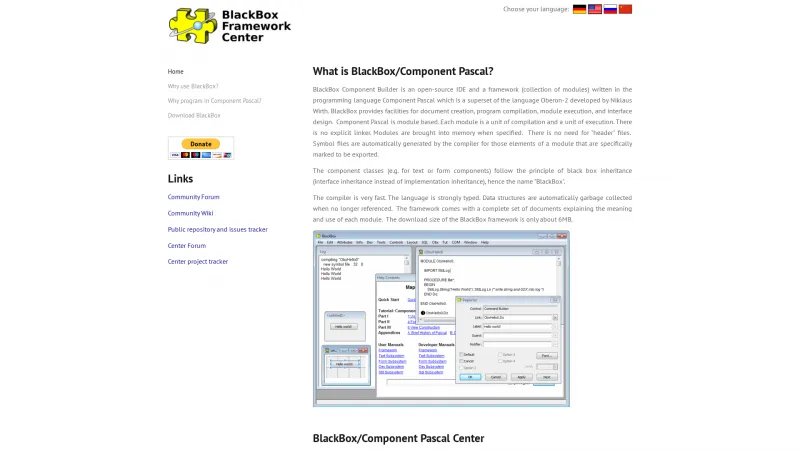 Homepage of Component Pascal