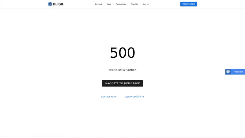 Homepage of Blisk