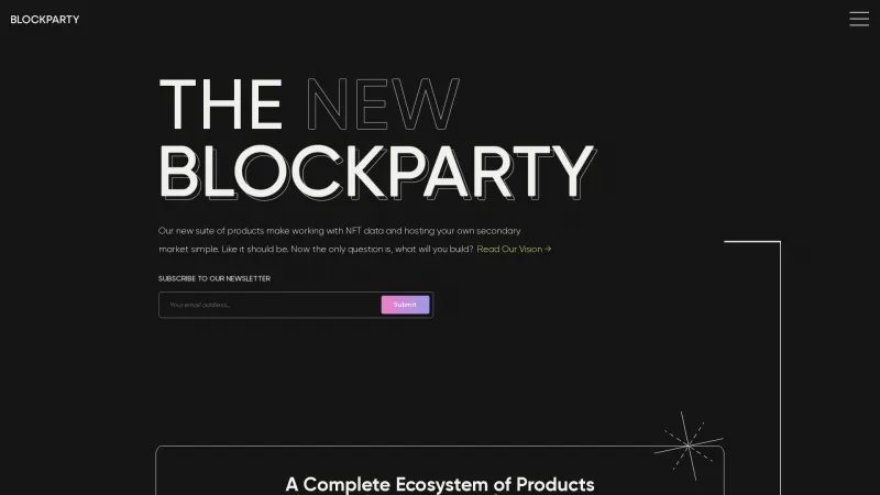 Homepage of Blockparty