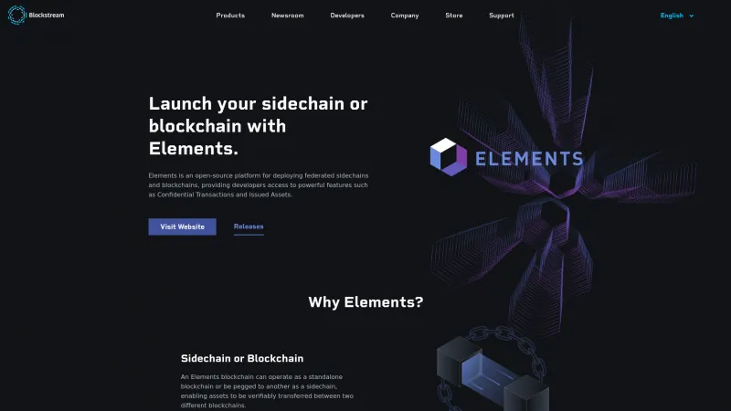 Homepage of Blockstream Elements