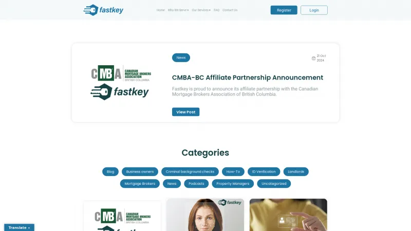 Homepage of Fastkey