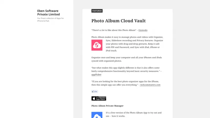 Homepage of Photo Album Private Manager