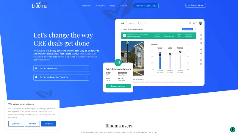 Homepage of Blooma