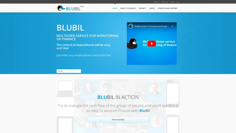 Homepage of BluBil