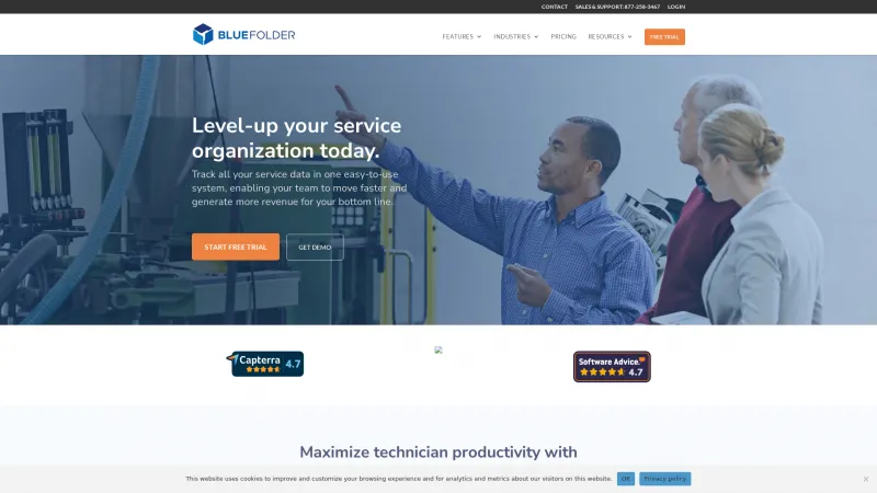 Homepage of BlueFolder