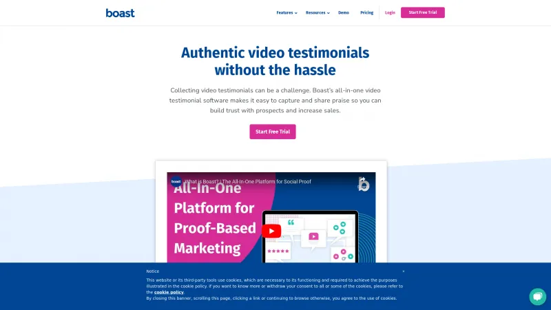 Homepage of Boast