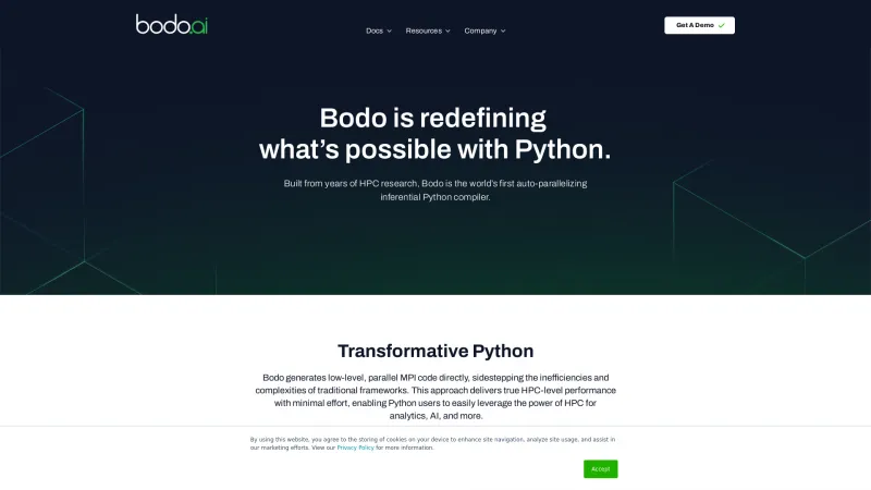 Homepage of Bodo.ai