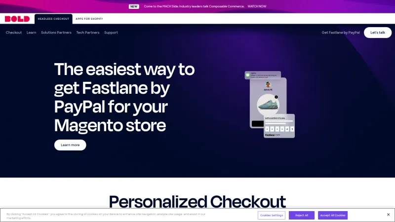 Homepage of Bold Commerce