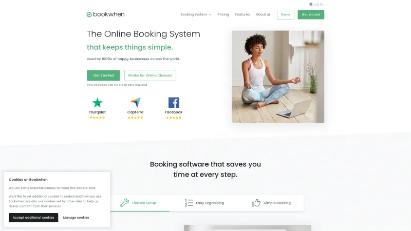 Homepage of Bookwhen