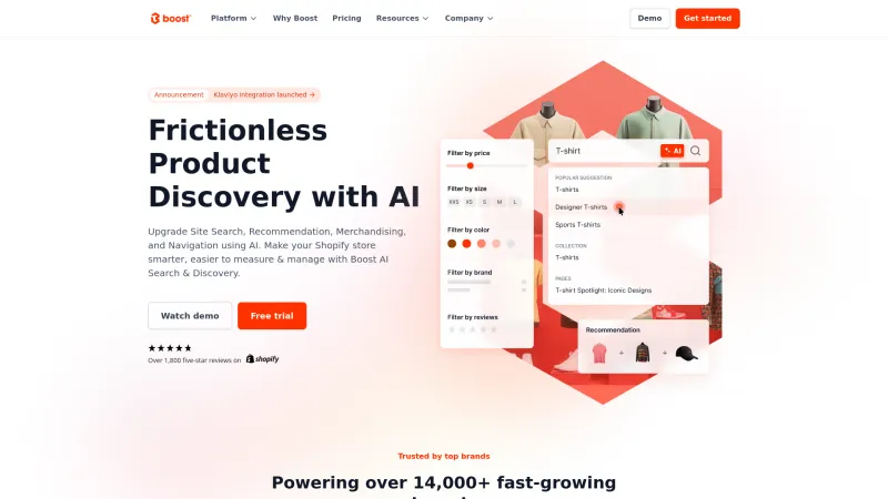 Homepage of Boost Commerce