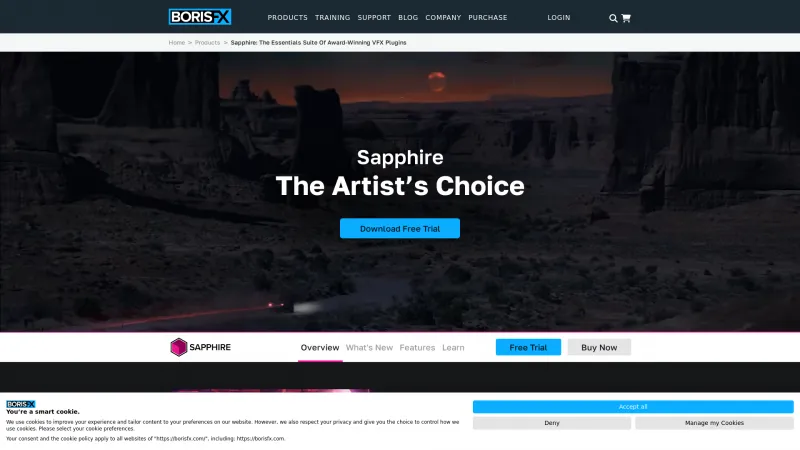 Homepage of Boris FX Sapphire