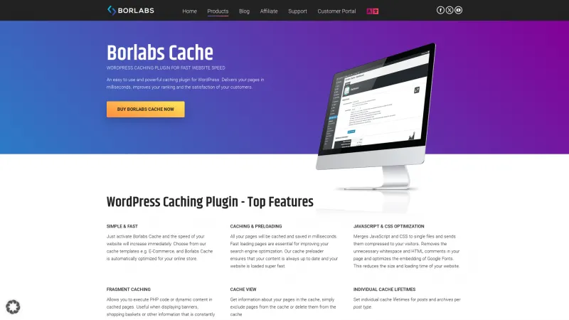 Homepage of Borlabs Cache