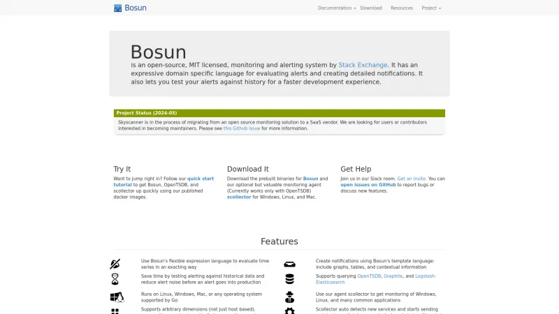 Homepage of Bosun