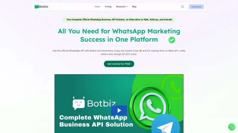 Homepage of Botbiz