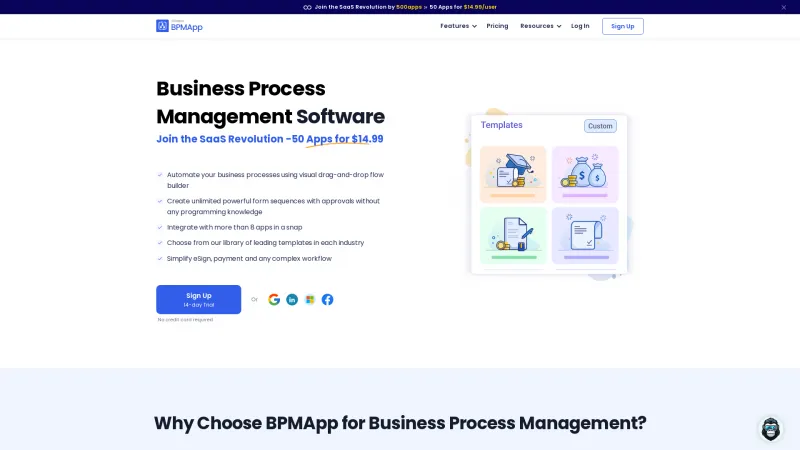 Homepage of BPMapp by 500apps