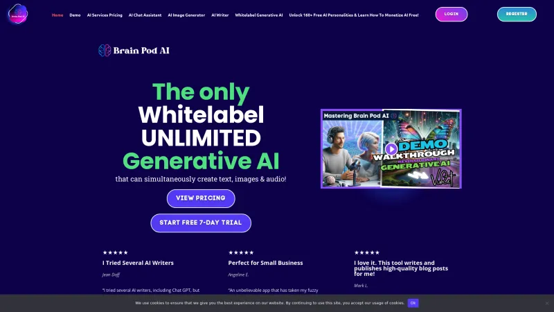 Homepage of Brain Pod AI