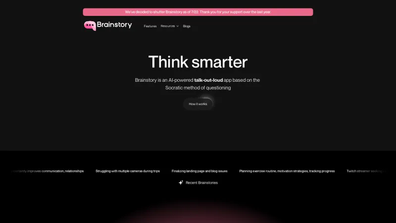 Homepage of Brainstory