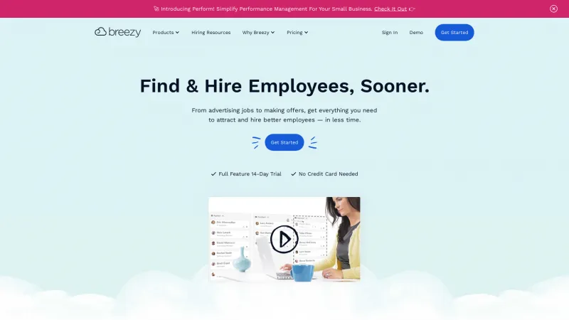 Homepage of Breezy HR