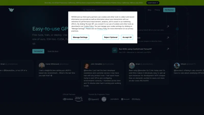 Homepage of Brev.dev