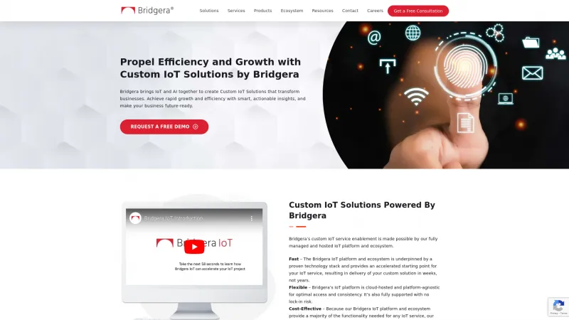 Homepage of Bridgera IoT