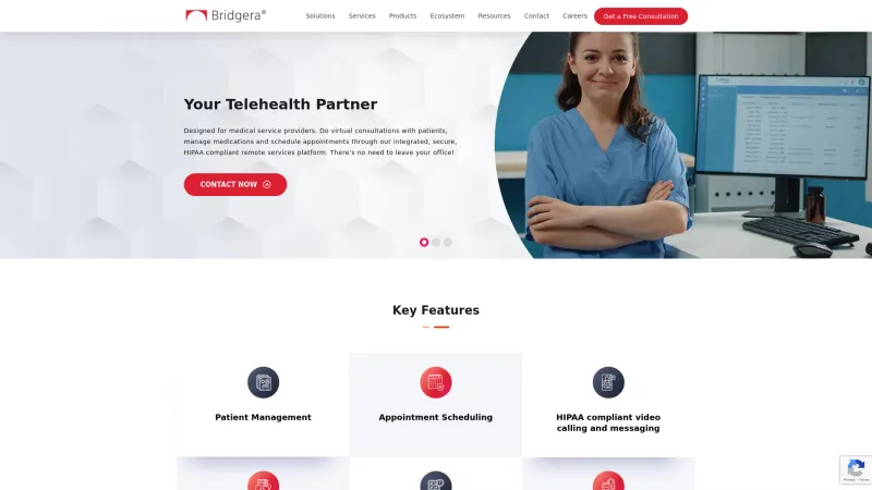 Homepage of Bridgera myHealth