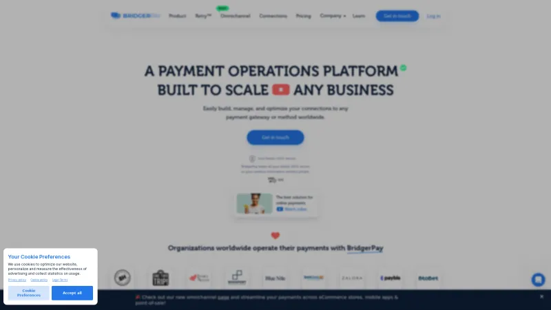 Homepage of BridgerPay