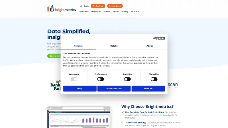 Homepage of Brightmetrics