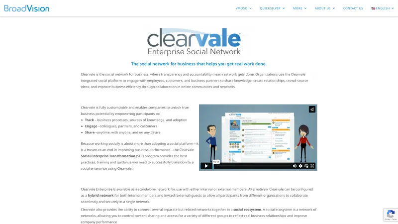 Homepage of ClearVale