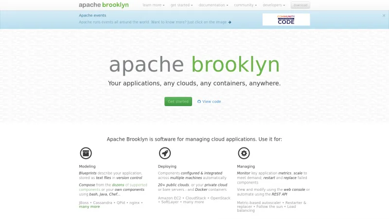 Homepage of Apache Brooklyn