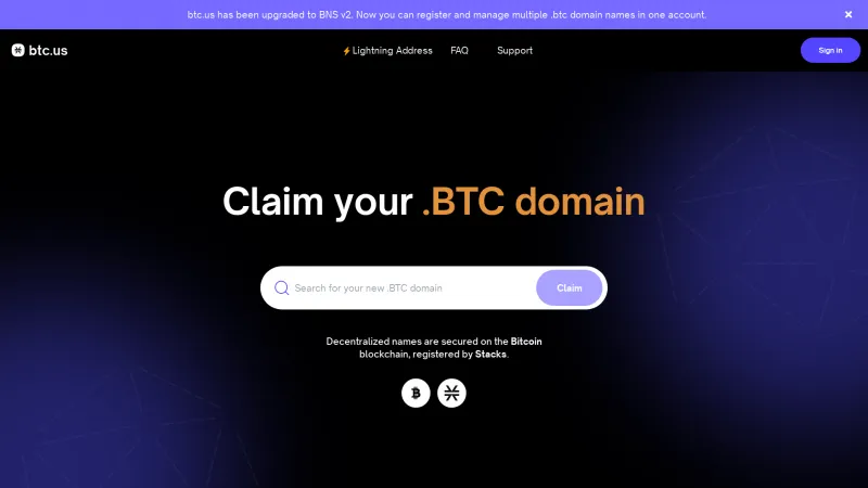 Homepage of BTC.us