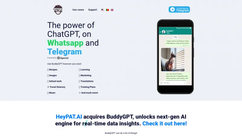 Homepage of BuddyGPT