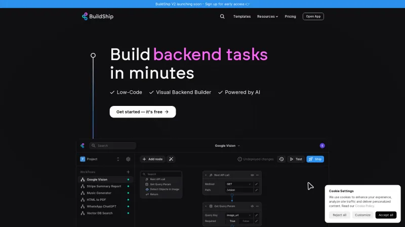 Homepage of BuildShip