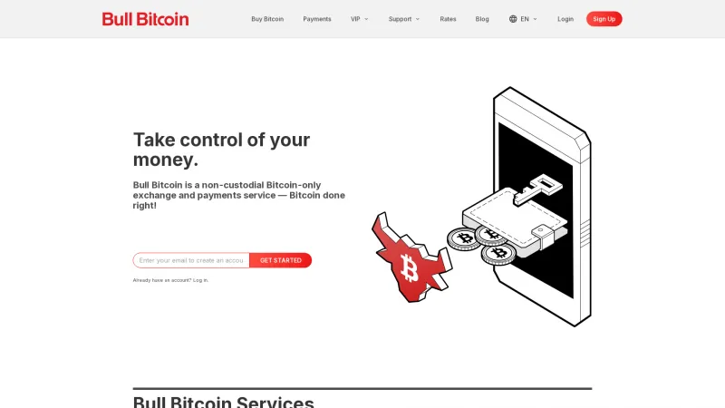 Homepage of Bull Bitcoin