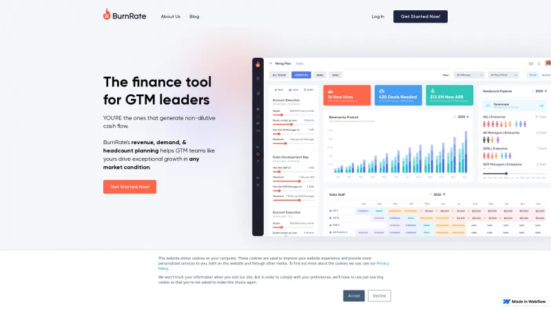 Homepage of BurnRate