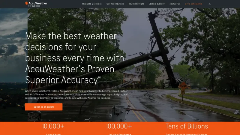 Homepage of AccuWeather for Business