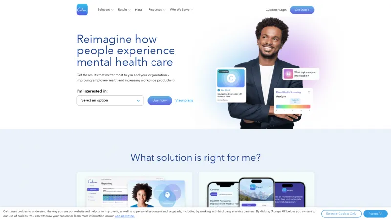 Homepage of Calm Business