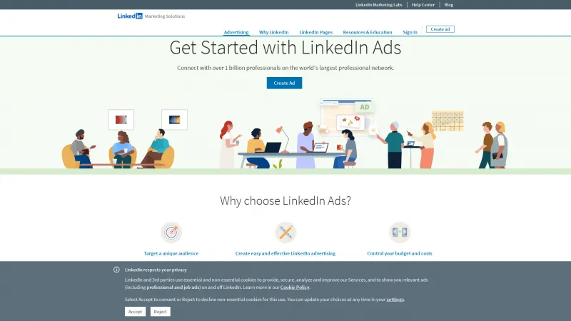 Homepage of LinkedIn Ads