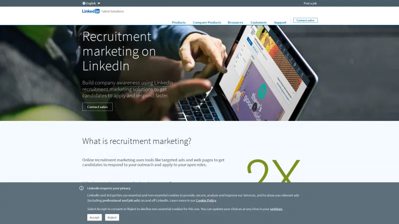 Homepage of LinkedIn Recruitment Marketing