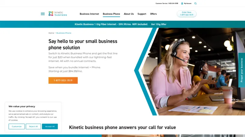 Homepage of Kinetic Business