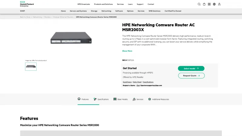 Homepage of HPE FlexNetwork MSR2003X AC Router