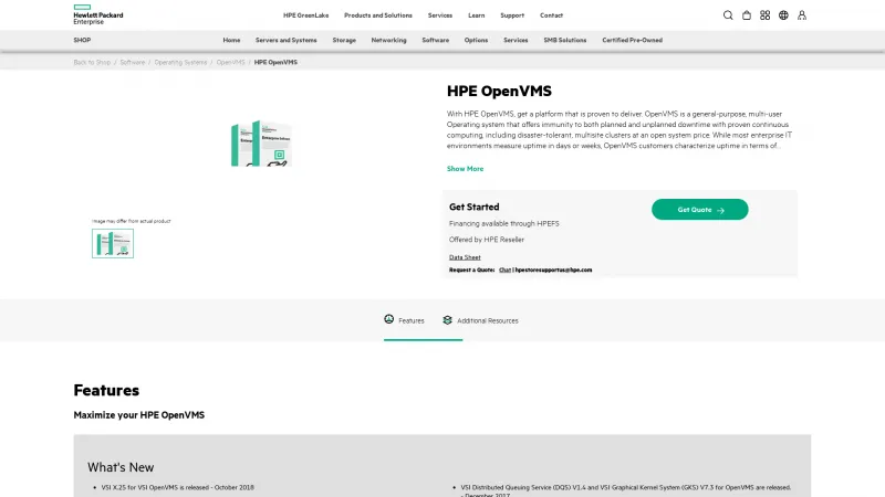 Homepage of HPE OpenVMS