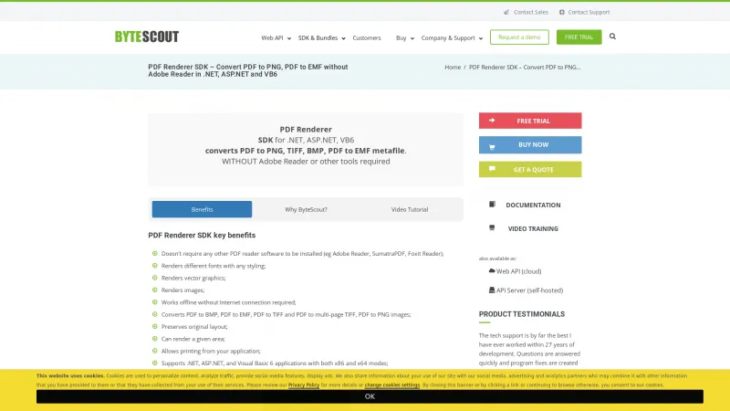Homepage of ByteScout PDF Renderer SDK