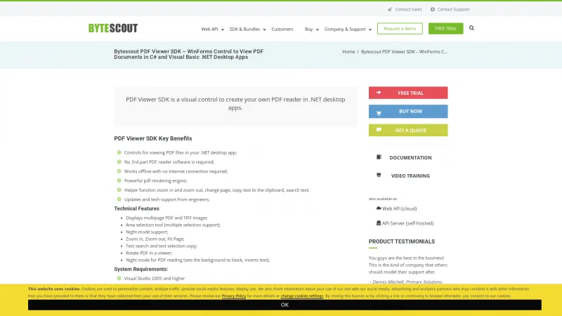 Homepage of ByteScout PDF Viewer SDK
