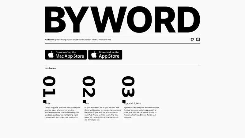 Homepage of Byword