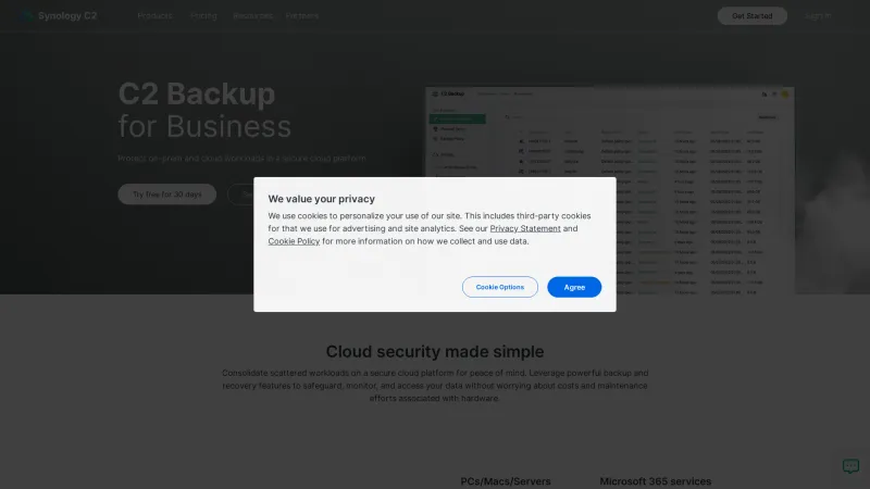 Homepage of C2 Backup