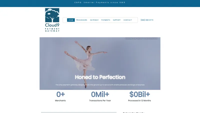 Homepage of Cloud9 Payment Gateway