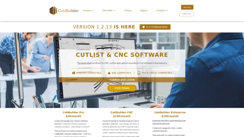 Homepage of CabBuilder