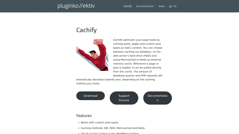 Homepage of Cachify